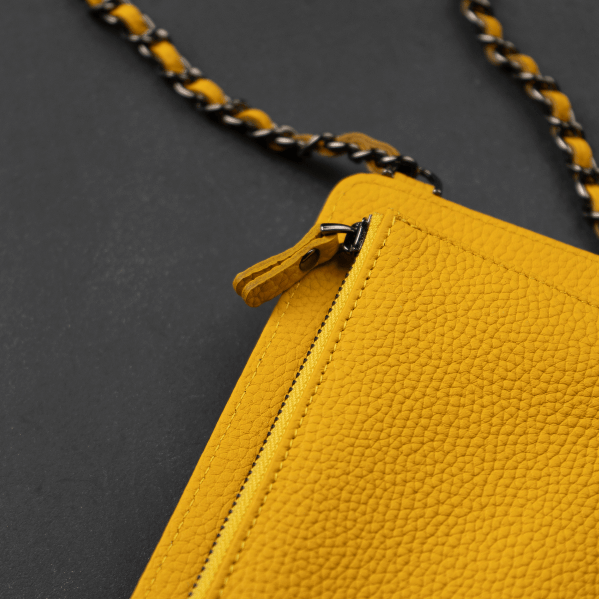 Leather Yellow Crossbody Bag Phone Wallet - Columbus