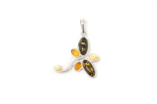 Vintage Multi Type Amber Dragonfly Sterling Silver Necklace Pendant — photo 1 of 9