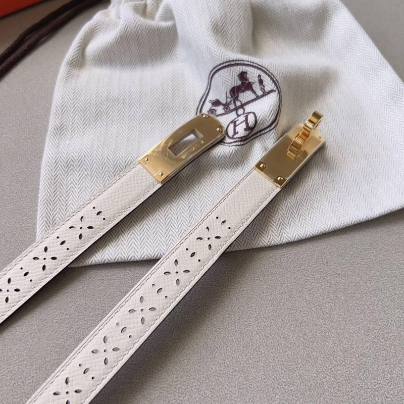 Hermes Men Gold Buckle Belt 'White'