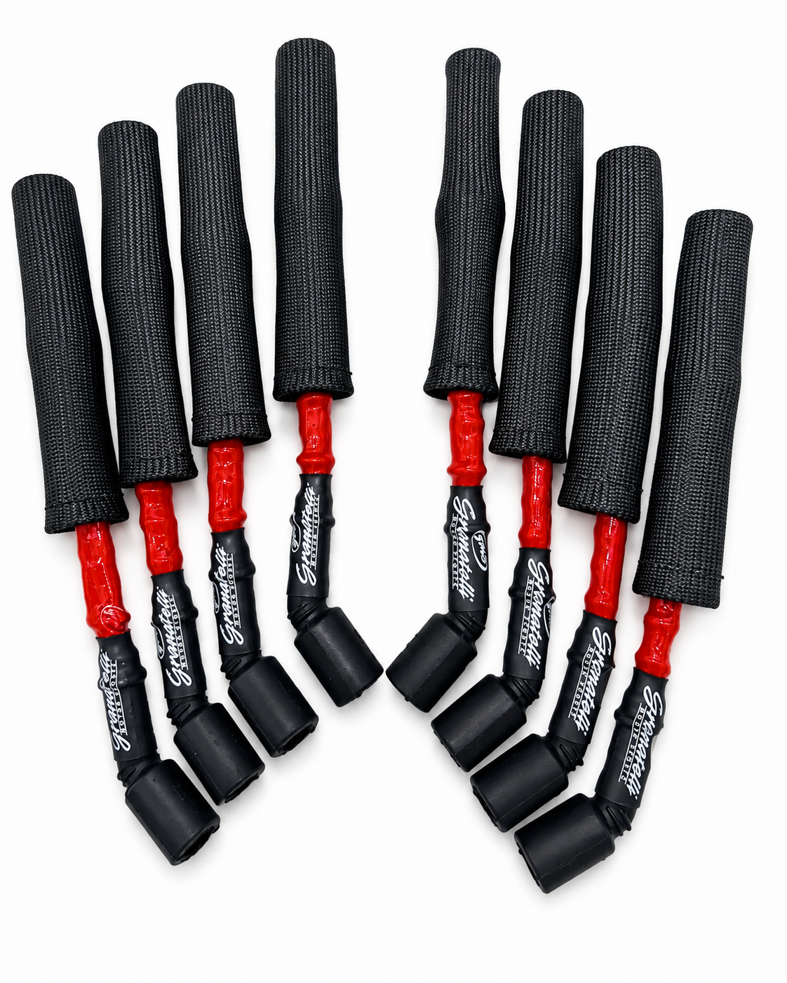 Granatelli GM LS & LT 0-Ohm 8" Red High-Temp Spark Plug Wires w/ Black Kevlar Boots – 28-1811HTRB