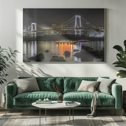 Wall art Charming Rainbow Bridge With Tokyo Skyline in the Evening - Panorama