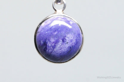 Vintage Large Purple Gemstone Sterling Silver Necklace Pendant