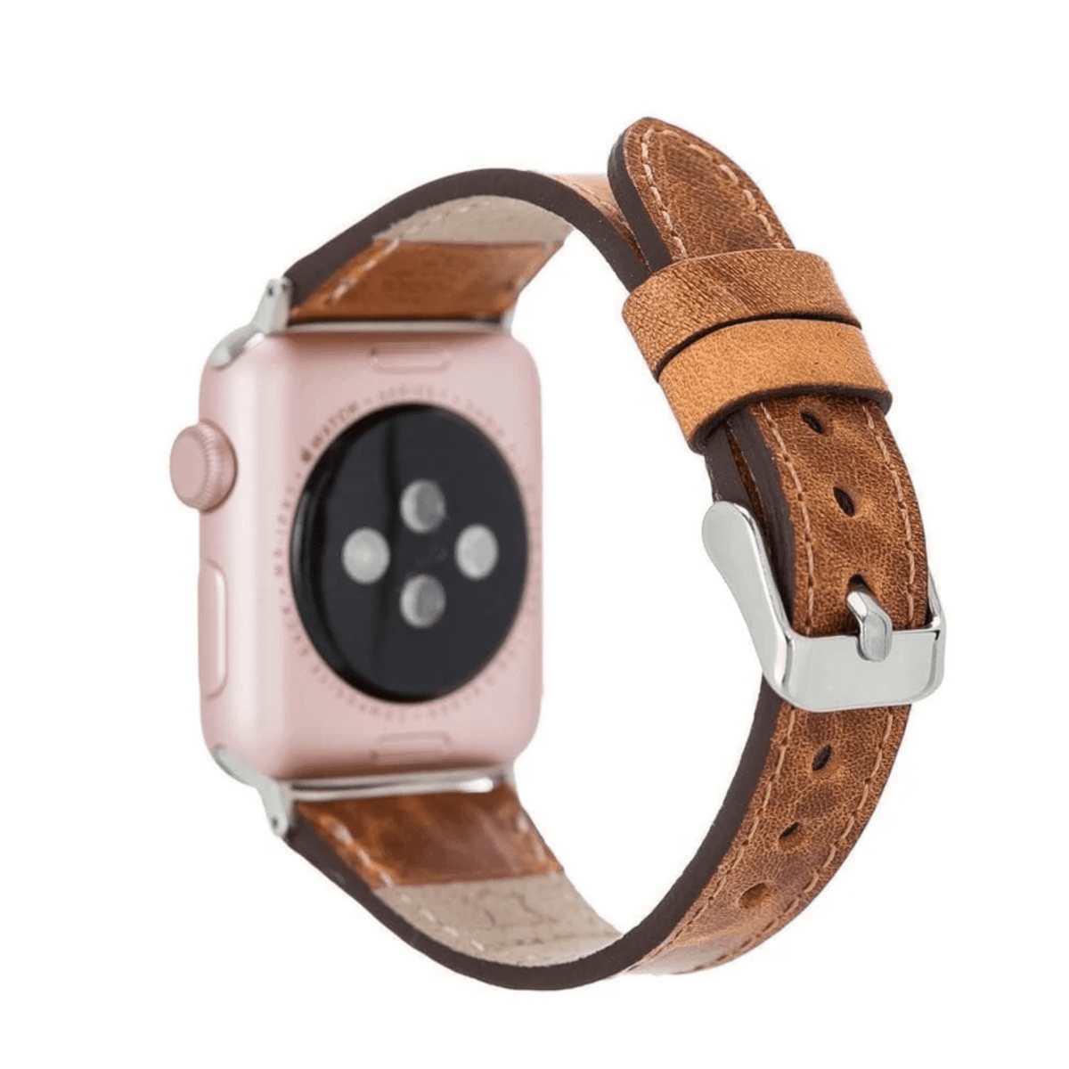 Classic Caramel Brown Leather Apple Watch Band - Dallas