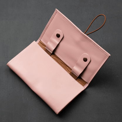 Leather Pink Travel Tech Organizer - Riverside