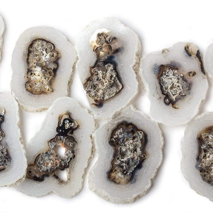Solar Quartz top drilled Natural Crystal Slices with Drusy Edge 8 inch 14 pieces
