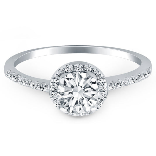 14k White Gold Diamond Halo Collar Engagement Ring — photo 2 of 6