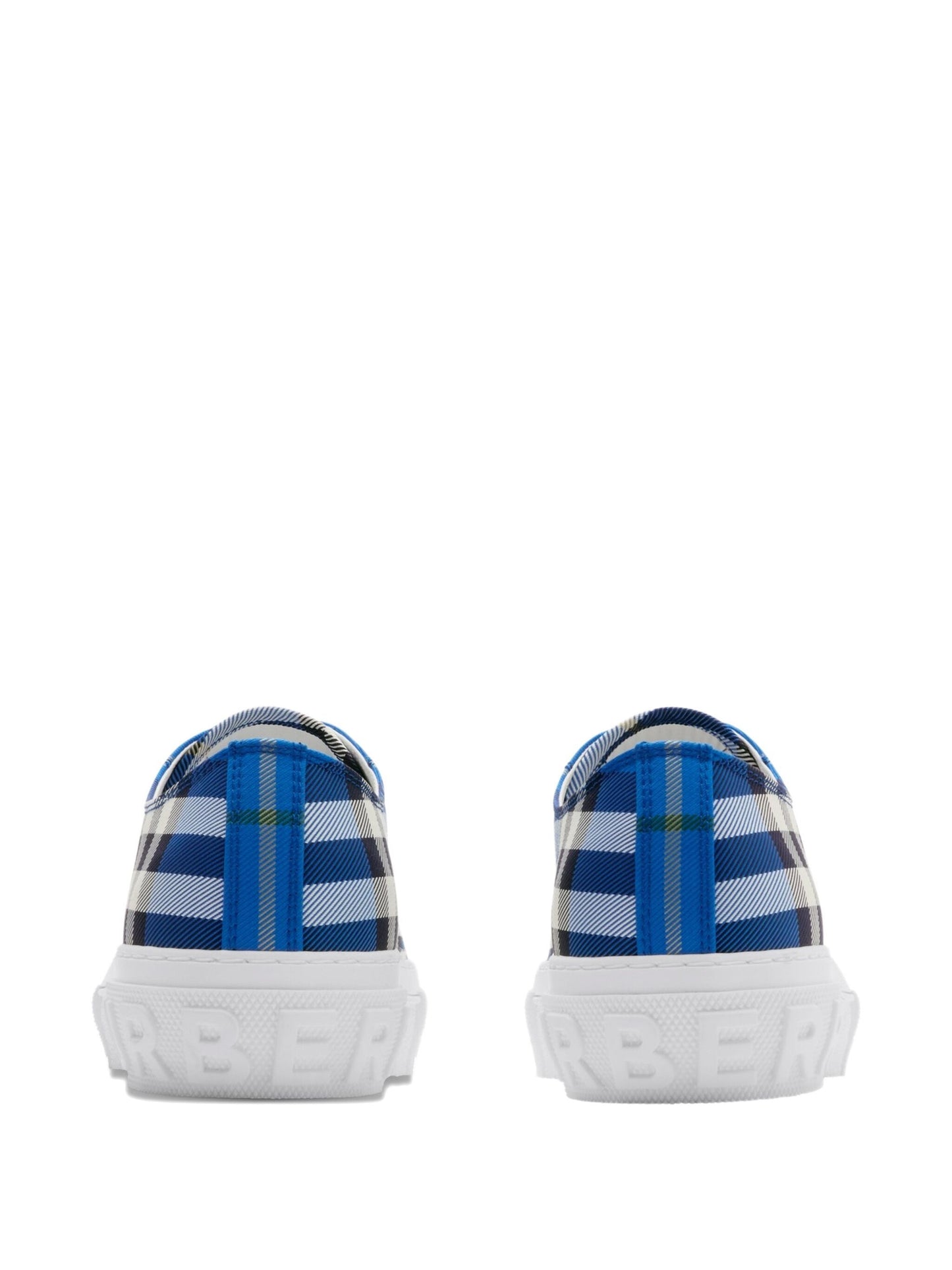 BURBERRY Stylish Cotton Sneakers with Blue Check Pattern for Men