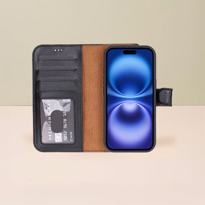 Leathere iPhone 17 Wallet Case – Black - New York