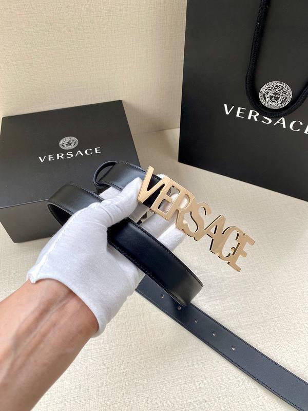 Versace Women's Leather Logo Decorated Buckle Belt