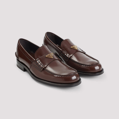 PRADA Shiny Leather Loafers for Men - FW25 Collection