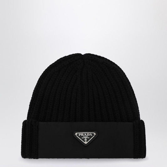 PRADA Wool and Re-Nylon Beanie with Triangle Logo