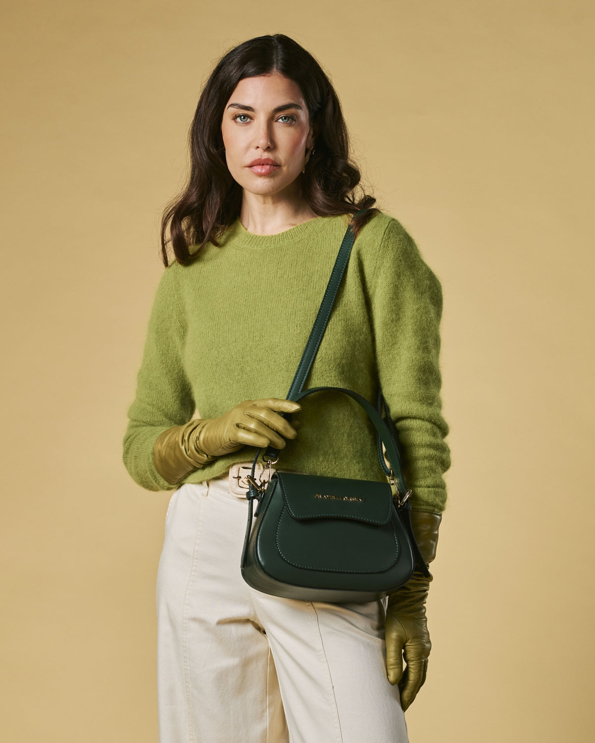 Ottavia (green) - Italian calf leather women's crossbody bag (with shoulder strap) — photo 4 of 10