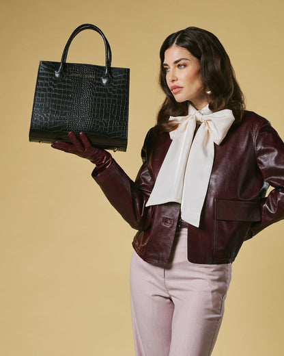 Patrizia (black) - Italian calf leather women's handbag (with shoulder strap) — photo 5 of 7