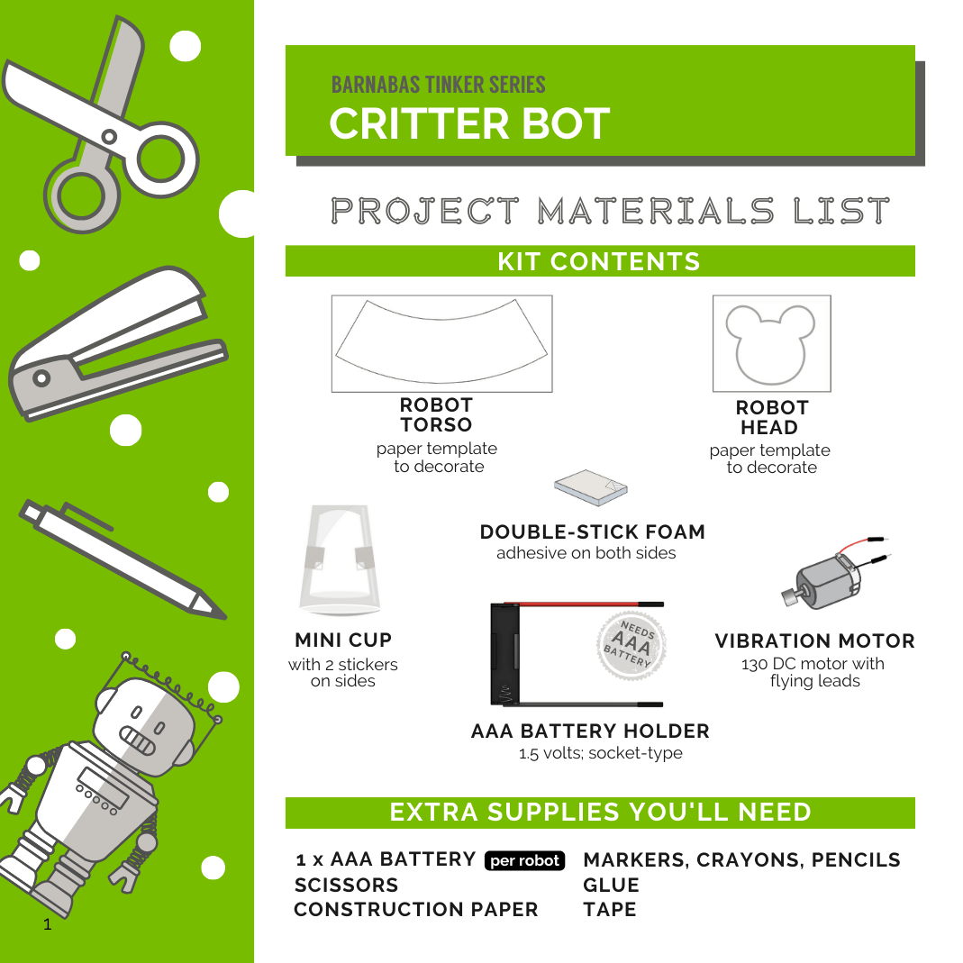 Critter Bot (8, 12, 24, 32-Pack): Vibrating Robot Tinker Kit For Kids (Ages 6-10)