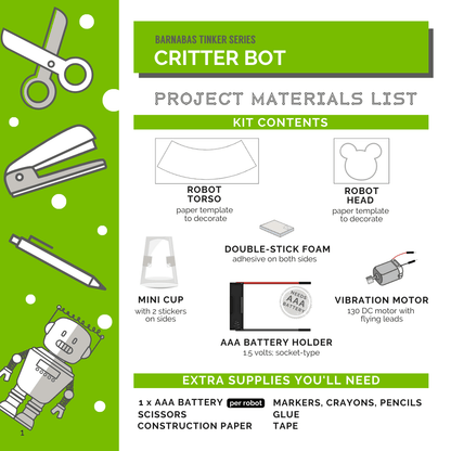 Critter Bot (8, 12, 24, 32-Pack): Vibrating Robot Tinker Kit For Kids (Ages 6-10)