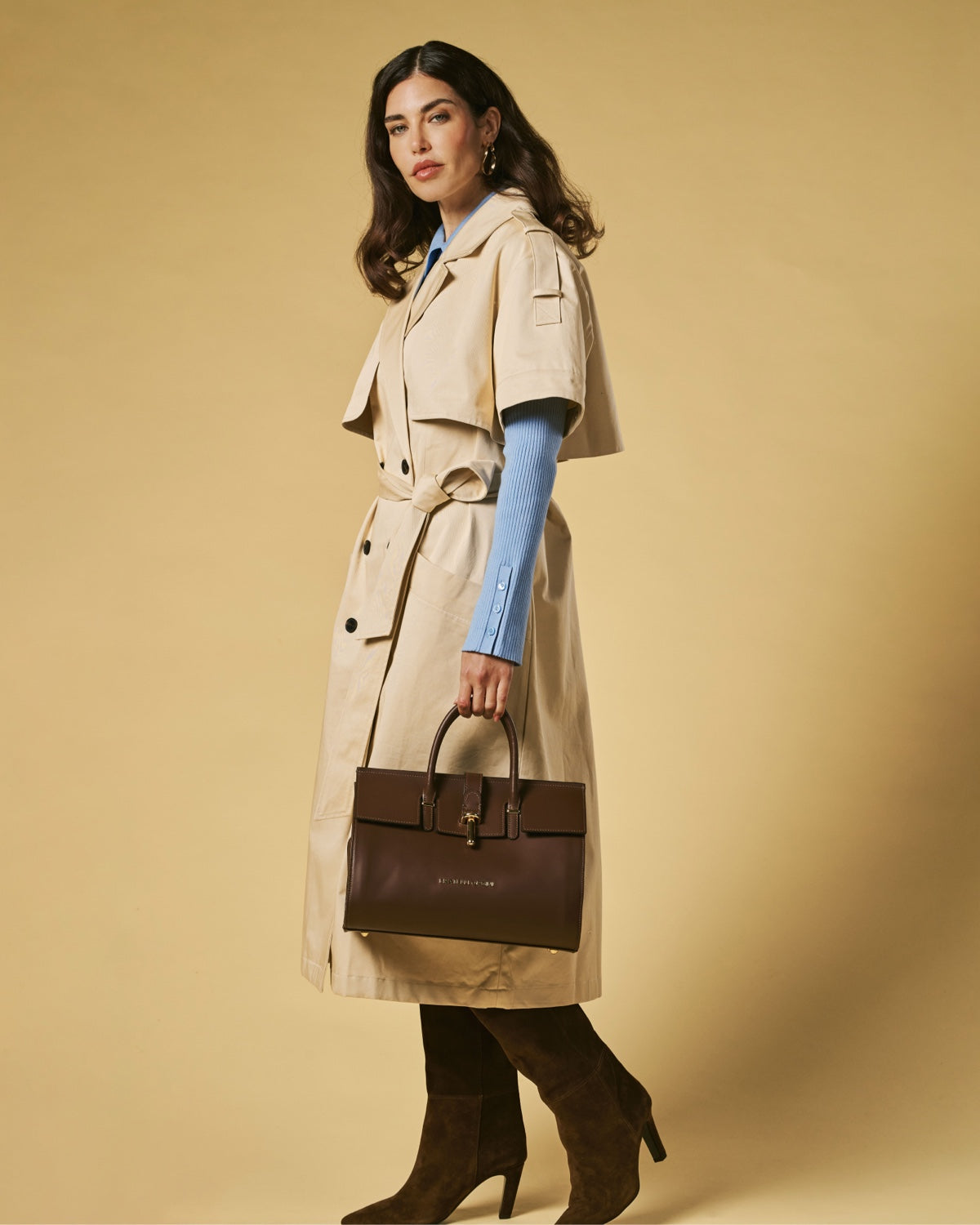 Oriana (brown) - Italian calf leather women's handbag (with shoulder strap) — photo 3 of 10
