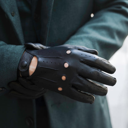 Enzo (black) - Italian lambskin leather driving gloves — photo 4 of 10