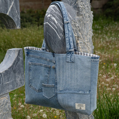 Brooklyn Heritage Tote / Recycled Denim White