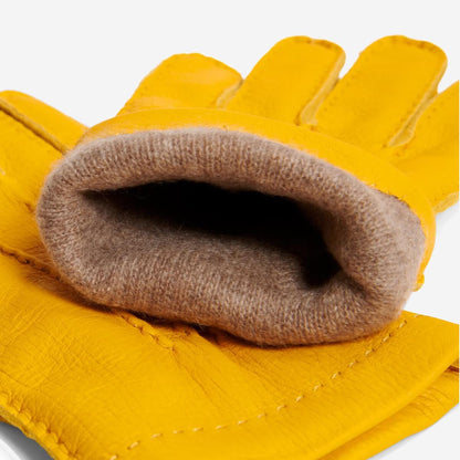 Matteo (yellow) - Italian gloves made of American deerskin leather with cashmere lining — photo 3 of 10