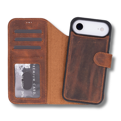 Premium Leather iPhone Air Wallet Case – Brown - Austin
