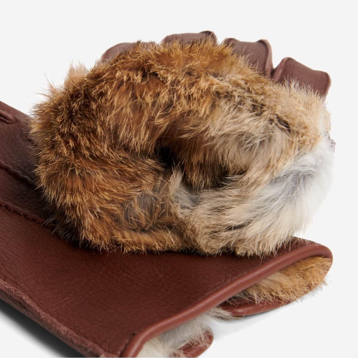 Diego (brown) - Italian gloves made of American deerskin leather with rabbit fur lining — photo 3 of 10