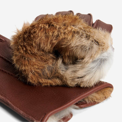 Diego (brown) - Italian gloves made of American deerskin leather with rabbit fur lining — photo 3 of 10