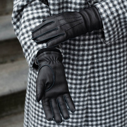 Vittoria (black) - Italian gloves made of American deerskin leather with cashmere lining — photo 10 of 10