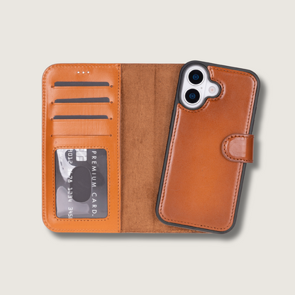 Leathere iPhone 17 Wallet Case – Rustic Brown - New York