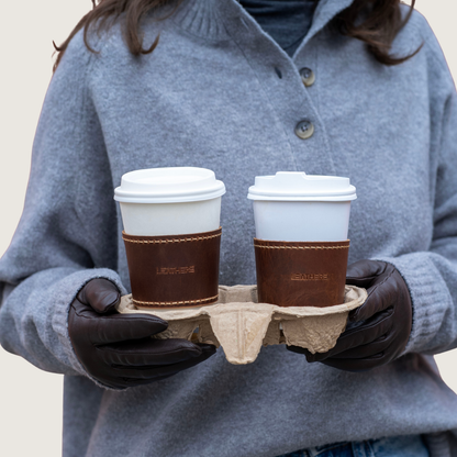 Savannah Leather Coffee Cup Sleeve Set (Pair)