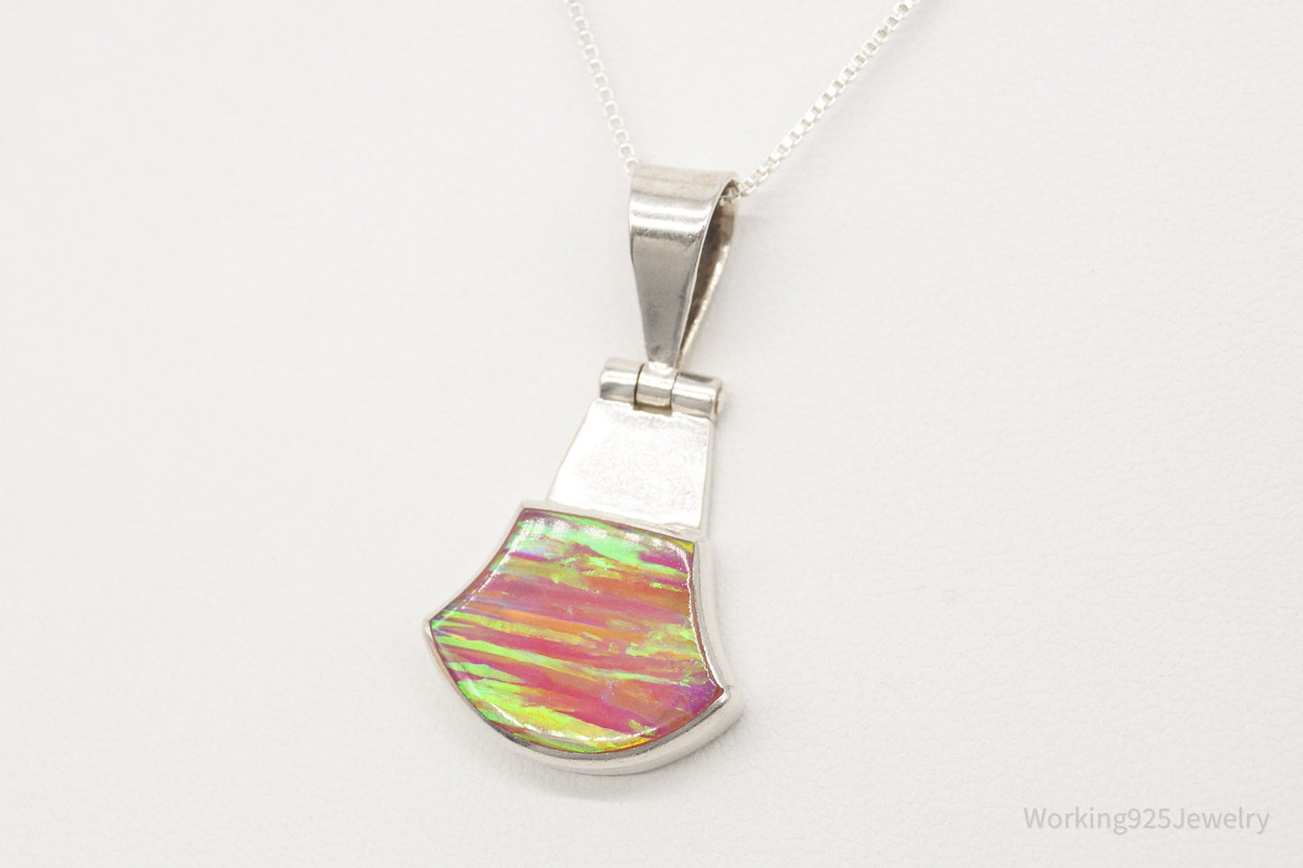 Vintage Mexico Opal 950 Silver Southwestern Necklace