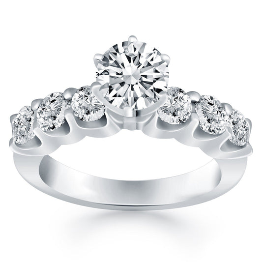 14k White Gold Shared Prong Diamond Engagement Ring — photo 1 of 6