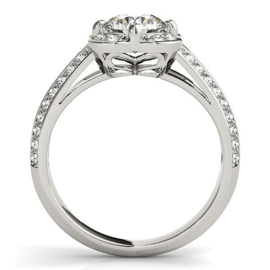 Round Diamond Floral Motif Engagement Ring in 14k White Gold (1 3/8 cttw) — photo 2 of 4