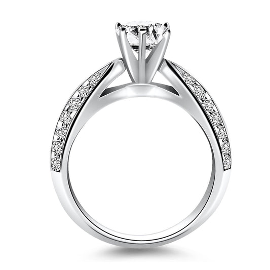 14k White Gold Cathedral Double Row Pave Diamond Engagement Ring — photo 2 of 4