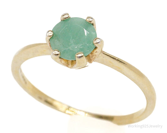 Vintage grüner Jadering – Gold Vermeil über Sterlingsilber (Größe 7,25)