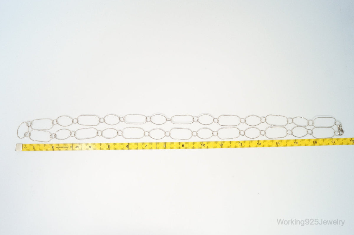 Long Designer Silpada Oval Link Textured Sterling Silver Necklace