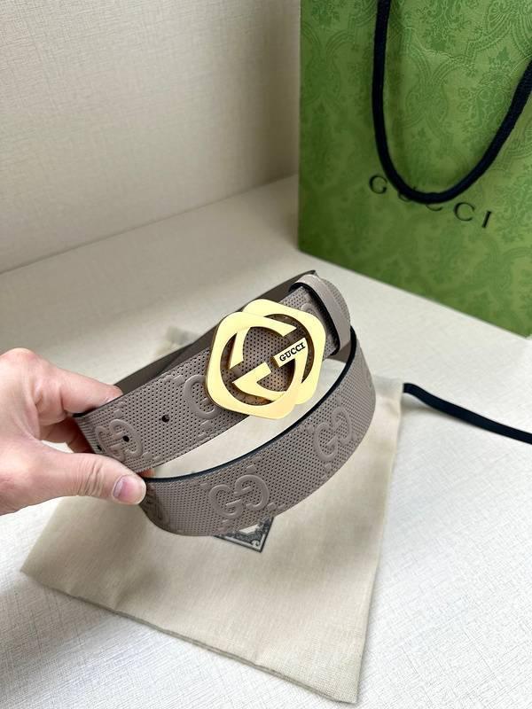 GUCCI Embellished coated-canvas and leather belt 'Dark Grey'