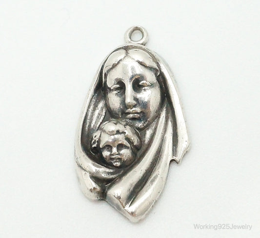Vintage Mother Mary Baby Jesus Sterling Silver Pendant