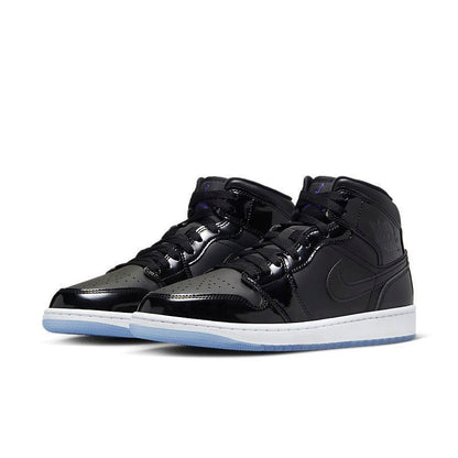 Air Jordan 1 Mid SE 'Space Jam' - Iconic Black Patent Leather Sneakers