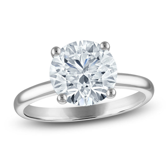 3.50 CTW Round Lab-Grown Diamond Solitaire Engagement Ring in 14K White Gold (F/VS, AGI Certified)