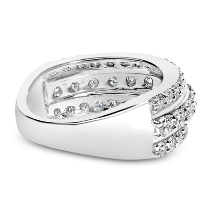 .925 Sterling Silver 2.0 Cttw Lab Grown Diamond 3 Row Band Ring (F-G Color, VS1-VS2 Clarity) - Ring Size 7