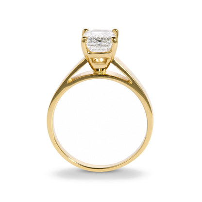 IGI Certified 14K Yellow Gold 2 Cttw Emerald-Cut Lab-Grown Diamond Wide Band Engagement Ring