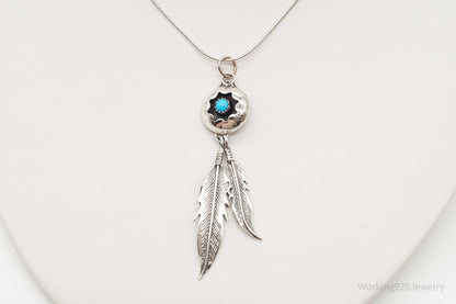 Vintage Native American Turquoise Sterling Silver Necklace