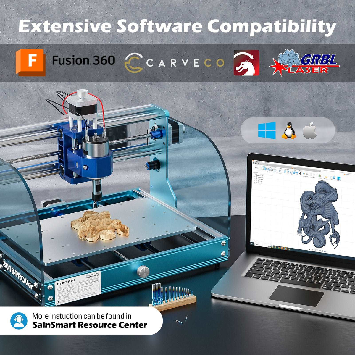 3018-PROVer V2 Desktop CNC Router Kit, Semi Assembled For Entry Level User — photo 6 of 10