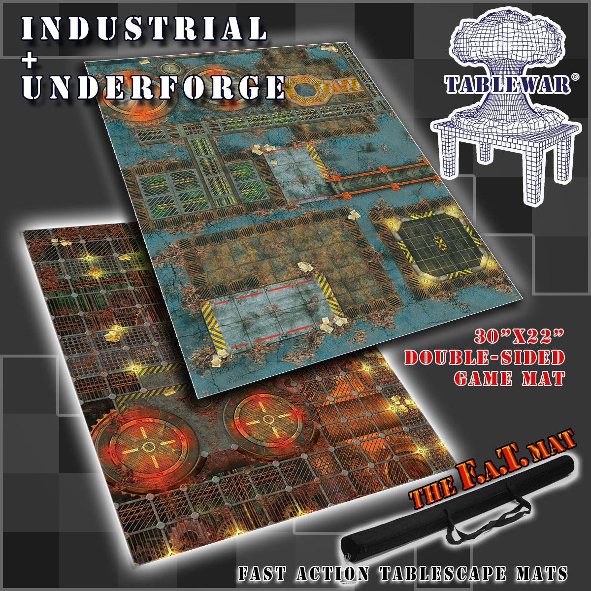 30x22" Double-Sided 'Industrial' + 'Underforge' F.A.T. Mat Battle Gaming Mat — photo 1 of 3