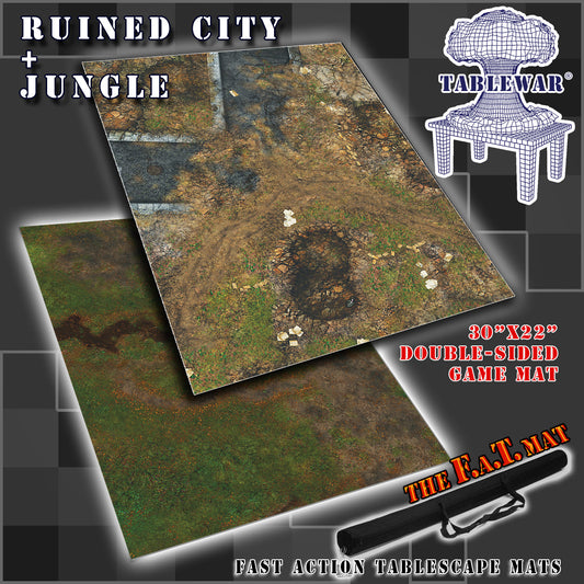 30x22" Double-Sided 'Ruined City' + 'Jungle' F.A.T. Mat Battle Gaming Mat — photo 1 of 3
