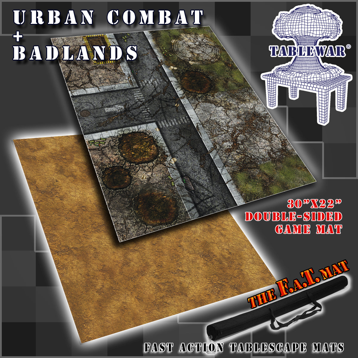30x22" Double-Sided 'Urban Combat' + 'Badlands' F.A.T. Mat Battle Gaming Mat — photo 1 of 3