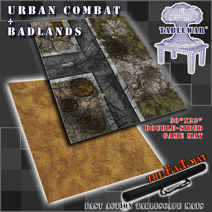 30x22" Double-Sided 'Urban Combat' + 'Badlands' F.A.T. Mat Battle Gaming Mat — photo 1 of 3