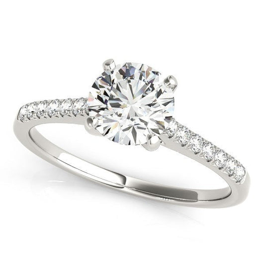 14k White Gold Single Row Scalloped Set Diamond Engagement Ring (1 1/8 cttw) — photo 1 of 4