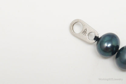 Vintage Tahitian Pearl Cubic Zirconia Sterling Silver String Necklace