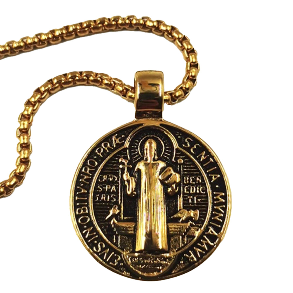 Vintage Stainless Steel St. Benedict Medal - 32 mm